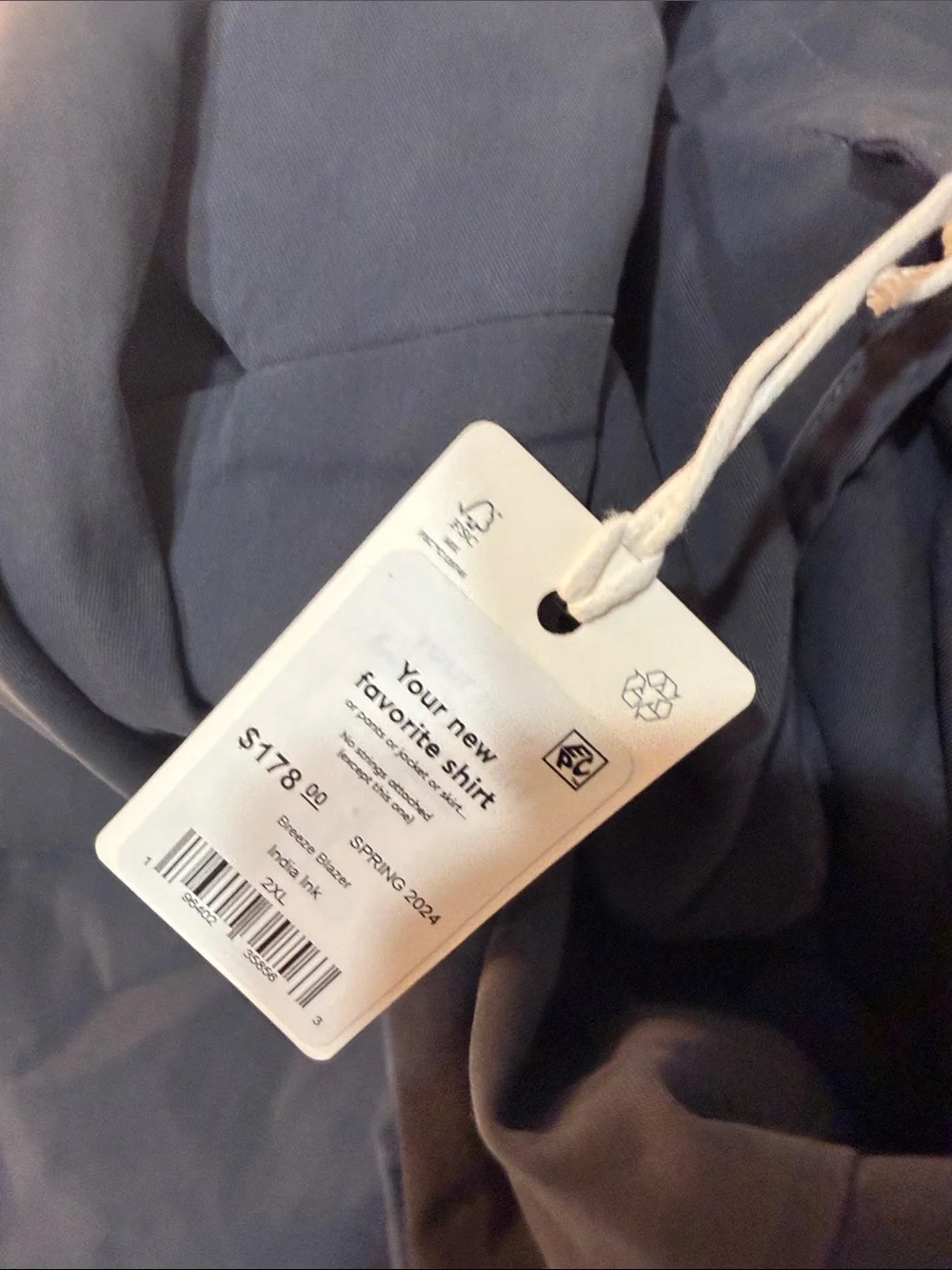 Marine Layer Breeze Blazer India Ink 2XL NWT Water Repellent $178 Retail